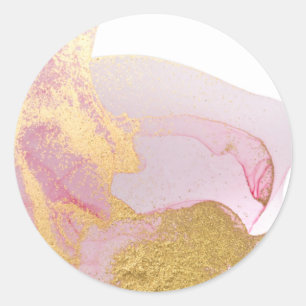 Aquarelle rose or classique Sticker rond