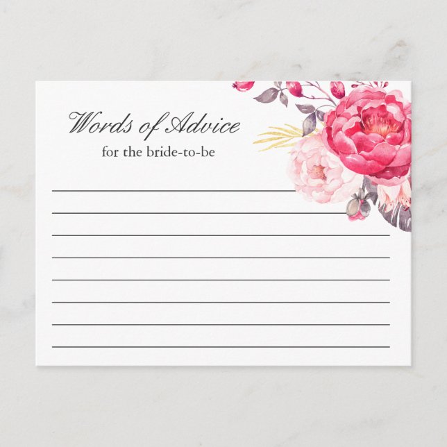 Aquarelle rose or Floral Mots de la carte conseil (Devant)