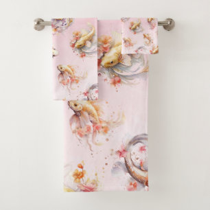 Aquarelle rose or Koi Poisson Floral