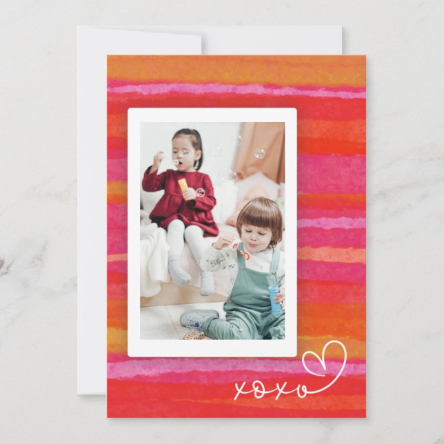Aquarelle rose orange 4 Photo Valentines Carte Jou (Devant)