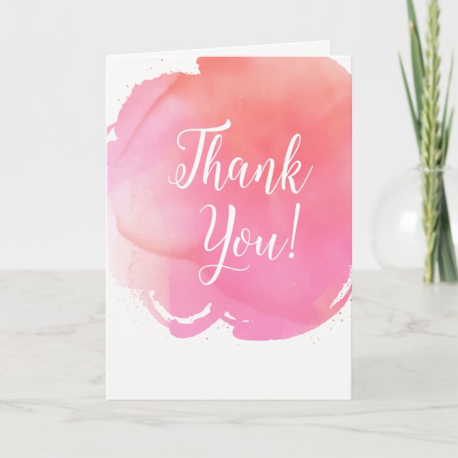 Aquarelle rose orange Merci Mot Art (Devant)