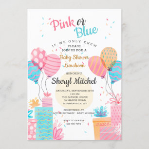 Aquarelle rose ou bleu Baby shower Invitation