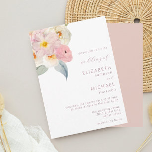 Aquarelle rose pâle Faire-part de mariage Floral