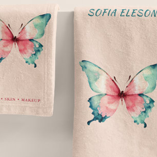 Aquarelle rose pâle Papillon Beauté Salon Spa