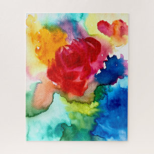 Aquarelle rose pavot art fleur puzzle puzzle