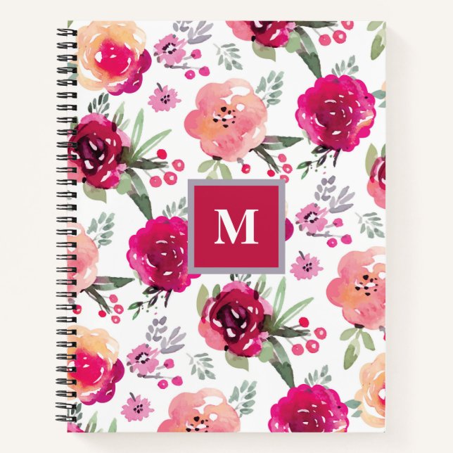 Aquarelle rose Pêche Carnet Floral (Devant)
