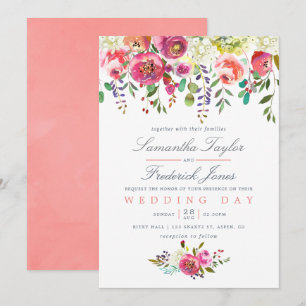 Aquarelle rose Pêche Faire-part de mariage Florale