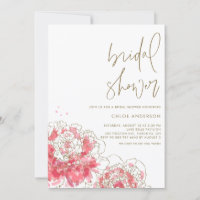 Aquarelle rose Peonies Invitation à la douche nupt
