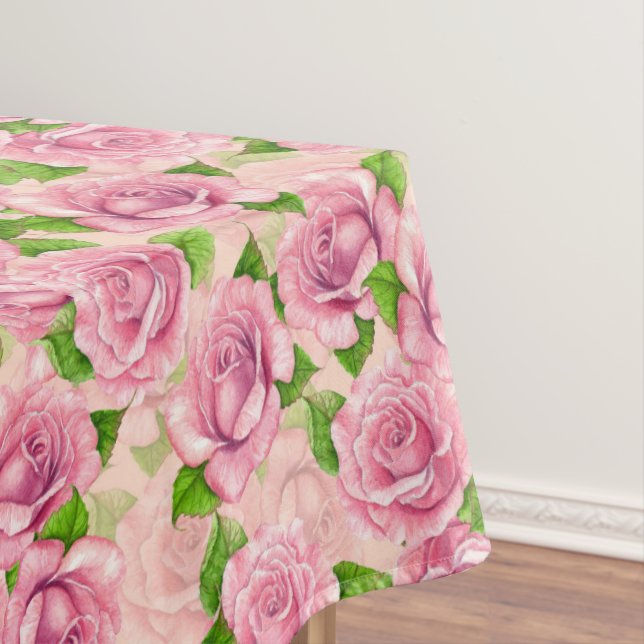Aquarelle rose rose motif nappe (In Situ)
