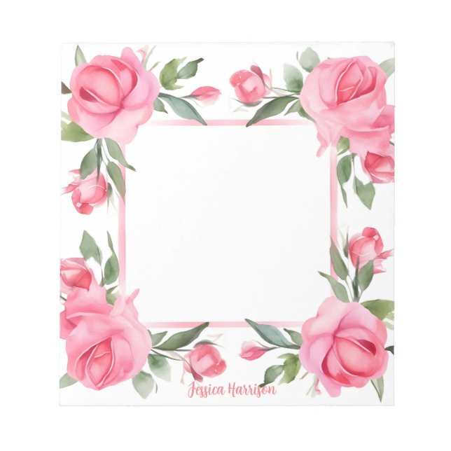 Aquarelle rose rose pour le Bloc-notes de Saint-Va (Devant)