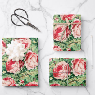 Aquarelle Rose & Rose Rouge Fleurs & Feuilles vert