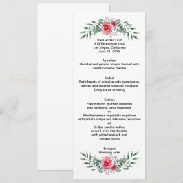 Aquarelle Rose Rose Vert Foliage Menu Mariage