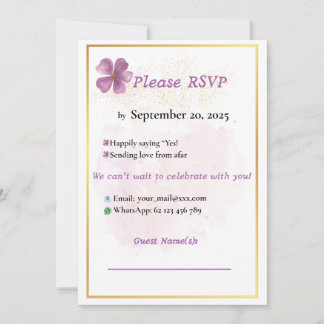 Aquarelle rose rustique élégant mariage carte RSVP