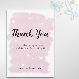 Aquarelle rose simple avec Carte de remerciements 