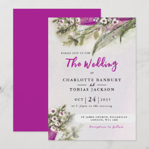Aquarelle rose Tulipe Faire-part de mariage floral