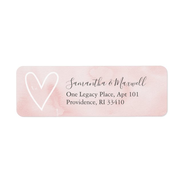 Aquarelle rose Valentine Coeur Étiquettes de adres (Devant)