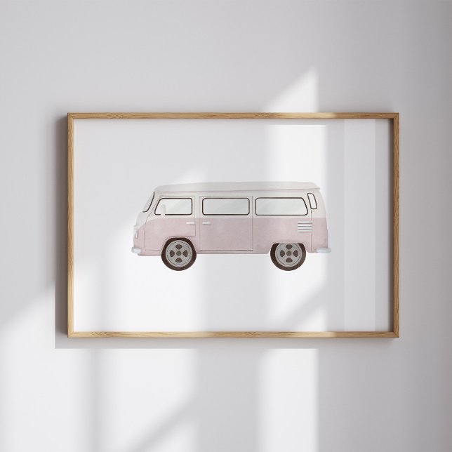 Aquarelle rose vintage mini van poster (Créateur téléchargé)