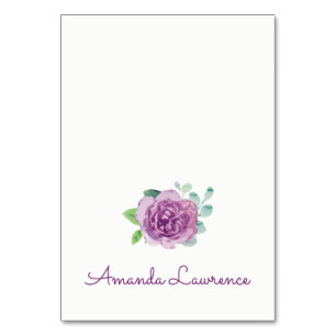 Aquarelle Rose violet Cartes de lieu personnalisée