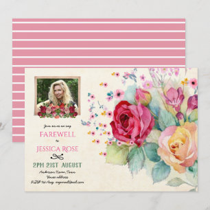 Aquarelle Roses FAREWELL PHOTO Invitation rose