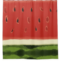 Aquarelle rouge clair Watermelon Douche rideau