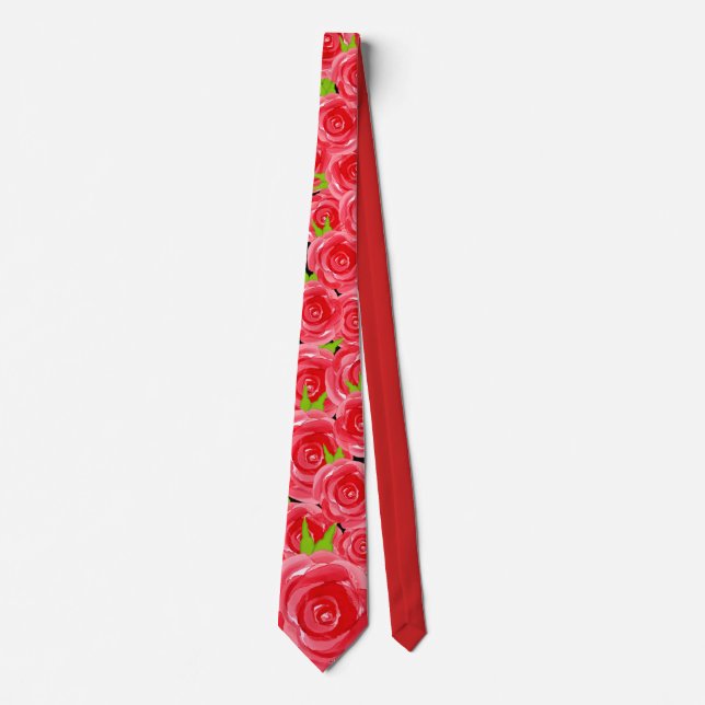 Aquarelle rouge Cravate floral (Devant)