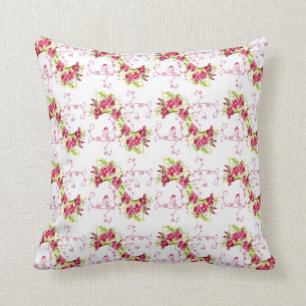 Aquarelle rouge Dianthus Coussin d'art floral