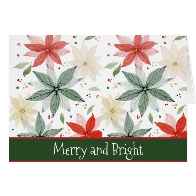 Aquarelle Rouge et Vert Poinsettie Noël (Devant horizontal)