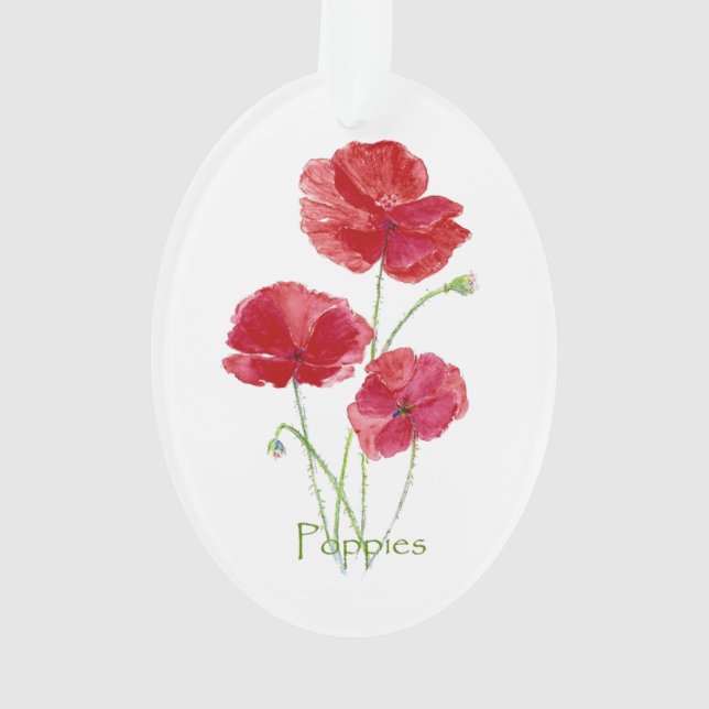 Aquarelle Rouge Fleur de pavot Joli art floral (dos)