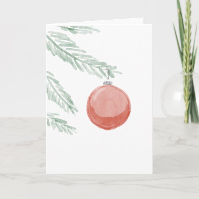 Aquarelle rouge ornement plié carte de vacances (Devant)