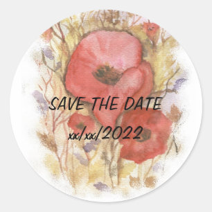 Aquarelle rouge pavot ENREGISTRER LA DATE Sticker