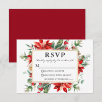 Aquarelle Rouge Poinsettia Mariage floral RSVP