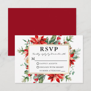 Aquarelle Rouge Poinsettia Mariage floral RSVP