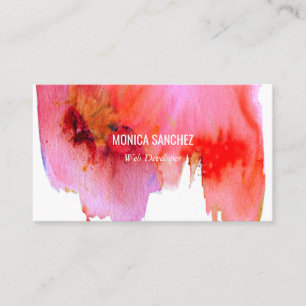 Aquarelle rouge rose design carte de visite abstra