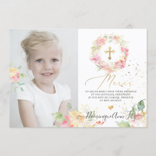 Aquarelle Rougissant Remerciements - Bapteme Fille Einladung