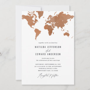 Aquarelle rouille carte du monde Voyage mariage