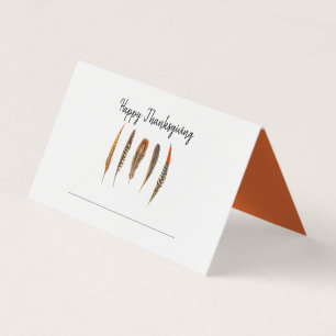 Aquarelle Russe plumes Thanksgiving carte place