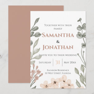 Aquarelle rustique Faire-part de mariage florale