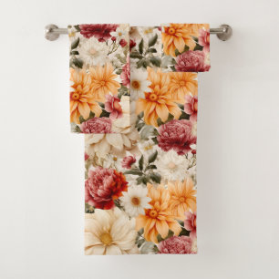 Aquarelle Rustique Floral Imprimer Orange Automne