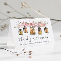 Aquarelle rustique Floral Lanterne Mariage Merci