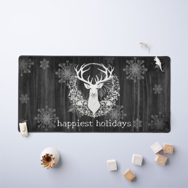 Aquarelle rustique renne blanc (Tableau pour enfants)