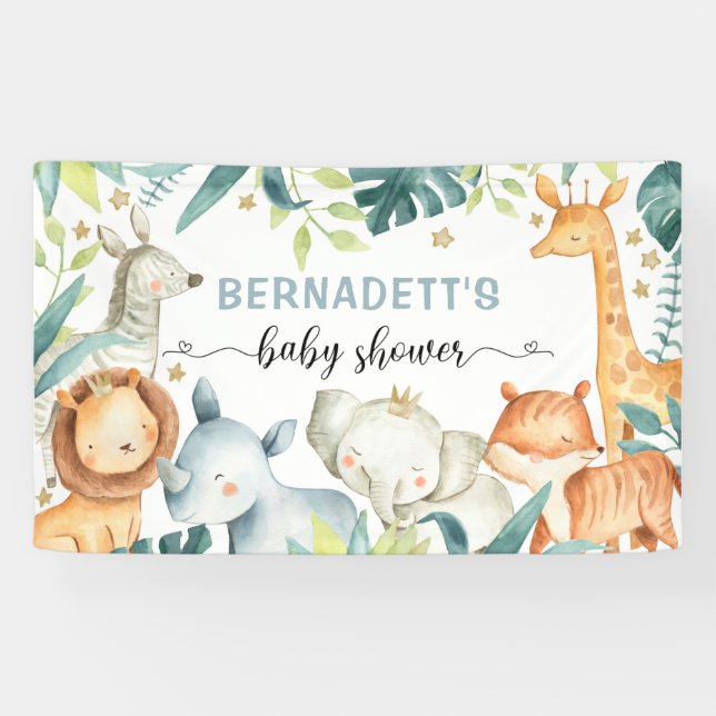 Aquarelle Safari Baby shower sauvage bannière (Horizontal)