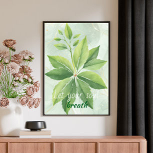 Aquarelle Sage Vert Feuille Poster botanique