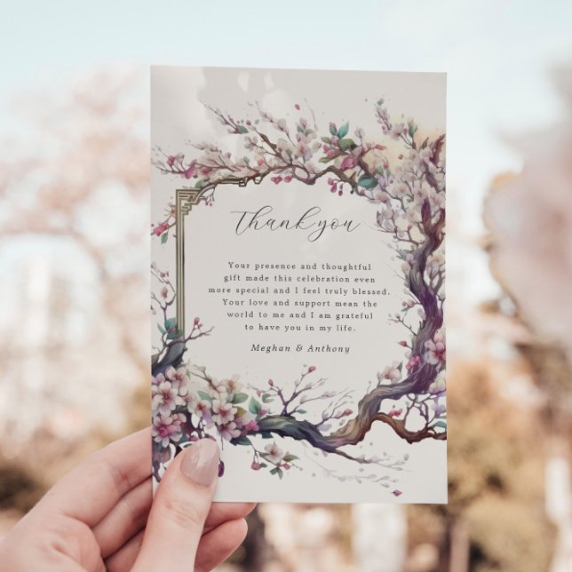 Aquarelle Sakura Cherry Flower Carte de remercieme (Créateur téléchargé)