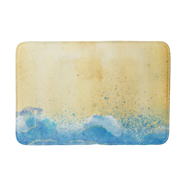 Aquarelle Sand und Wasser Strand Badematte (Vorderseite)
