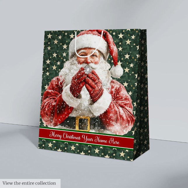 Aquarelle Santa Claus Gite Sac cadeau personnalisé (Watercolor Santa Claus Holiday Gift Bag Personalized!)