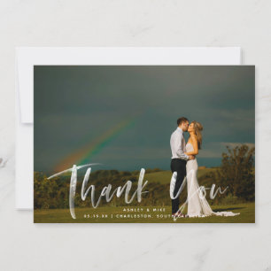 Aquarelle Script 2 Mariage photo Carte de remercie