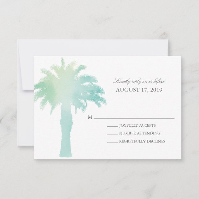 Aquarelle Serene Palm Tree | Mariage RSVP (Devant)