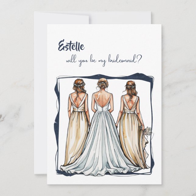 Aquarelle Serez-vous ma carte de proposition de fe (Devant)