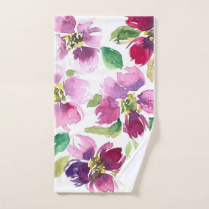 Aquarelle serviette à main, Pétales roses en Aquar
