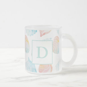 Aquarelle Shell Monogramme Verre givrée Café Mug